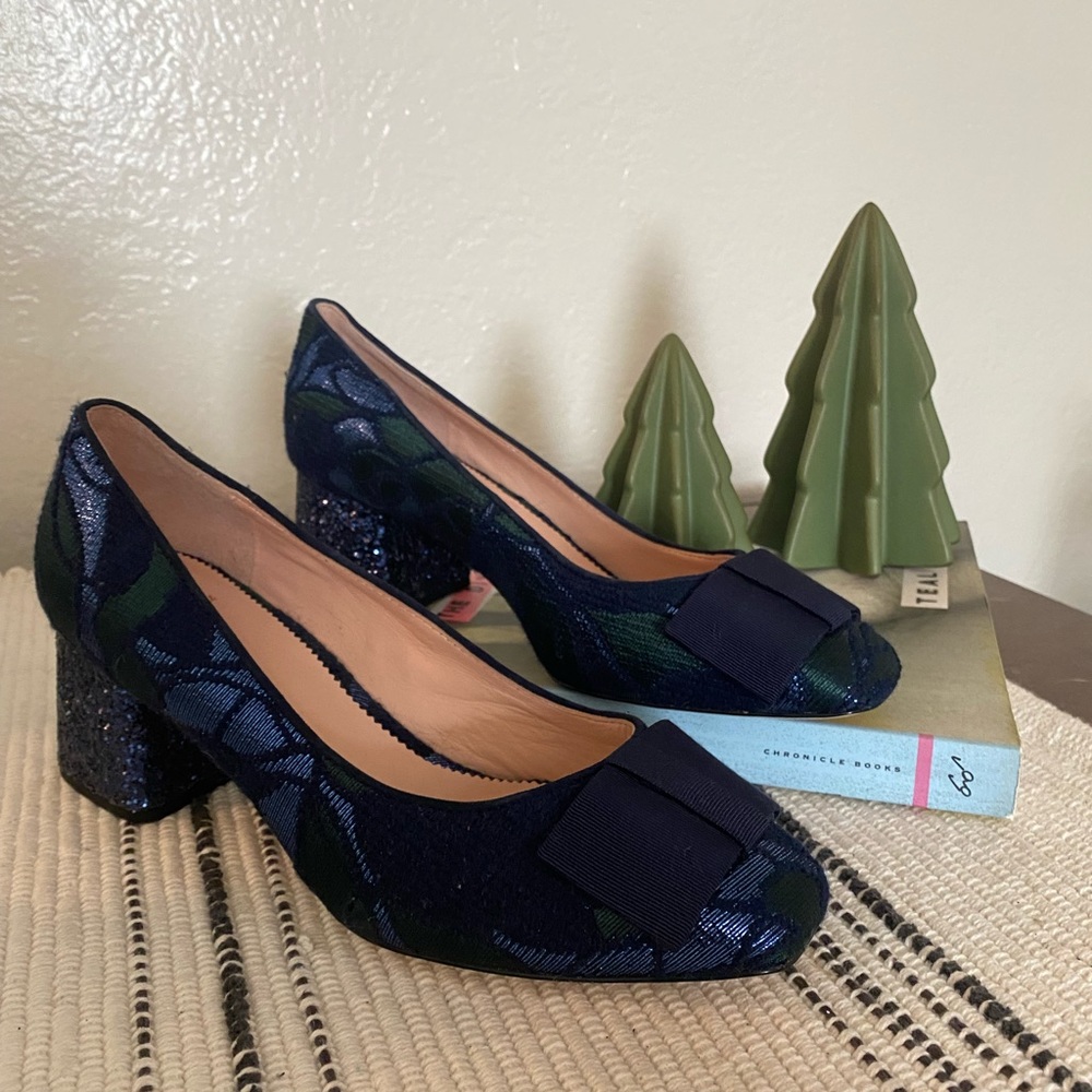 J. Crew Celia Jacquard Glitter Heel Pump